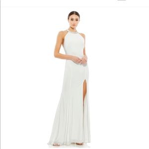 Mac Duggal Beaded Halter Jersey Gown